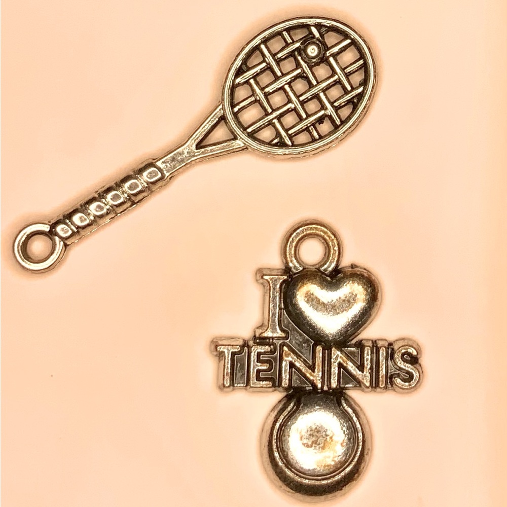 Two Vintage Silver-tone Tennis Charms